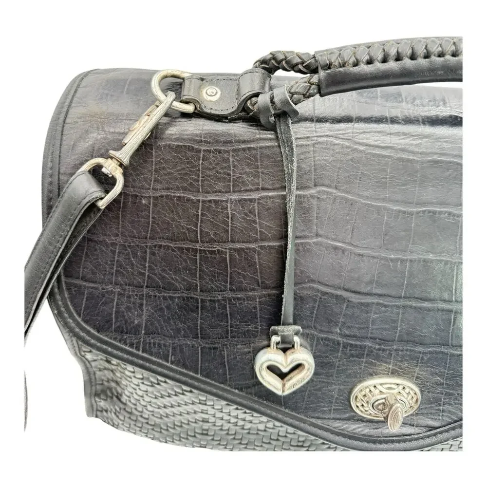 Brighton Black‎ Leather Briefcase Satchel Laptop Travel Shoulder Bag Vintage VGC